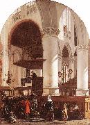 WITTE, Emanuel de Interior of the Oude Kerk at Delft during a Sermon oil painting on canvas